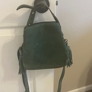 Free People Deep Green Suede Crossbody